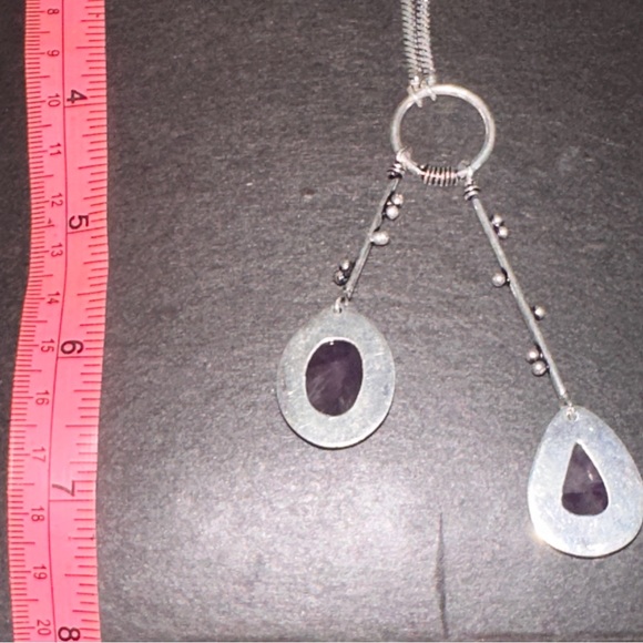 Modern Amethyst Solar dangle multi-gem handmade statement Necklace - Picture 9 of 13